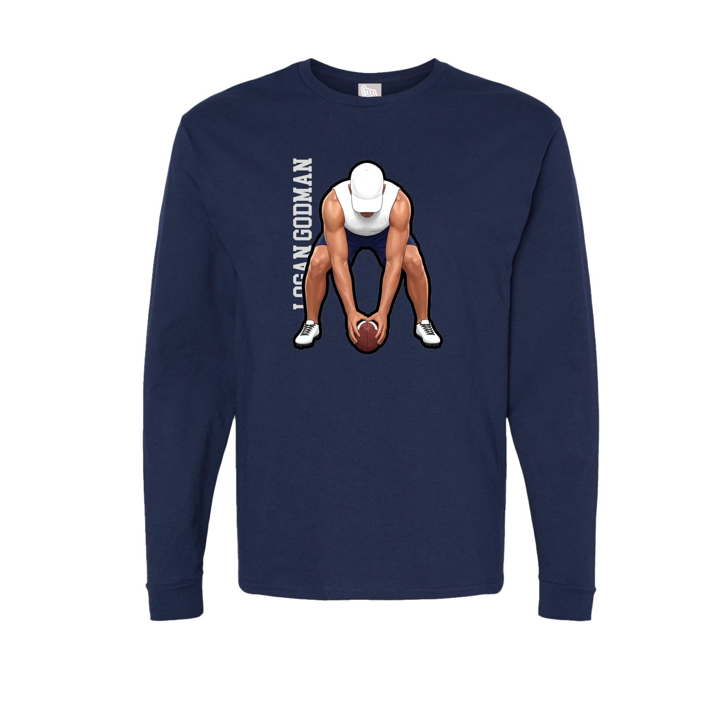 Long Sleeve Tee — Name Vertical in Navy
