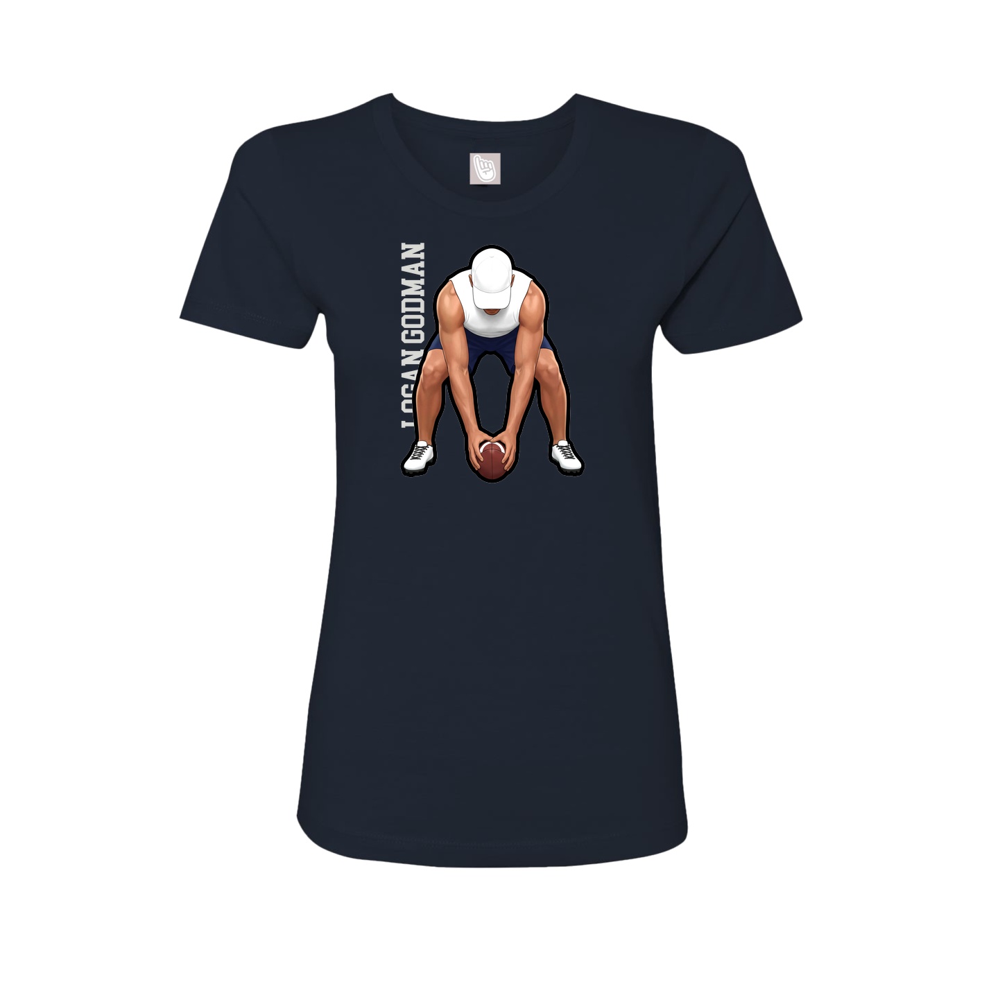 Fitted Women's Tee — Name Vertical in Navy