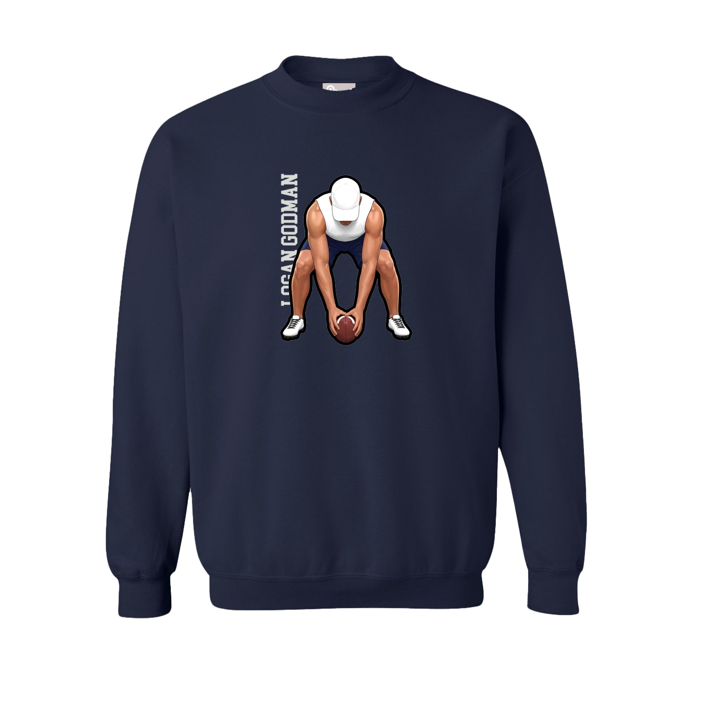 Fleece Crew — Name Vertical in Navy