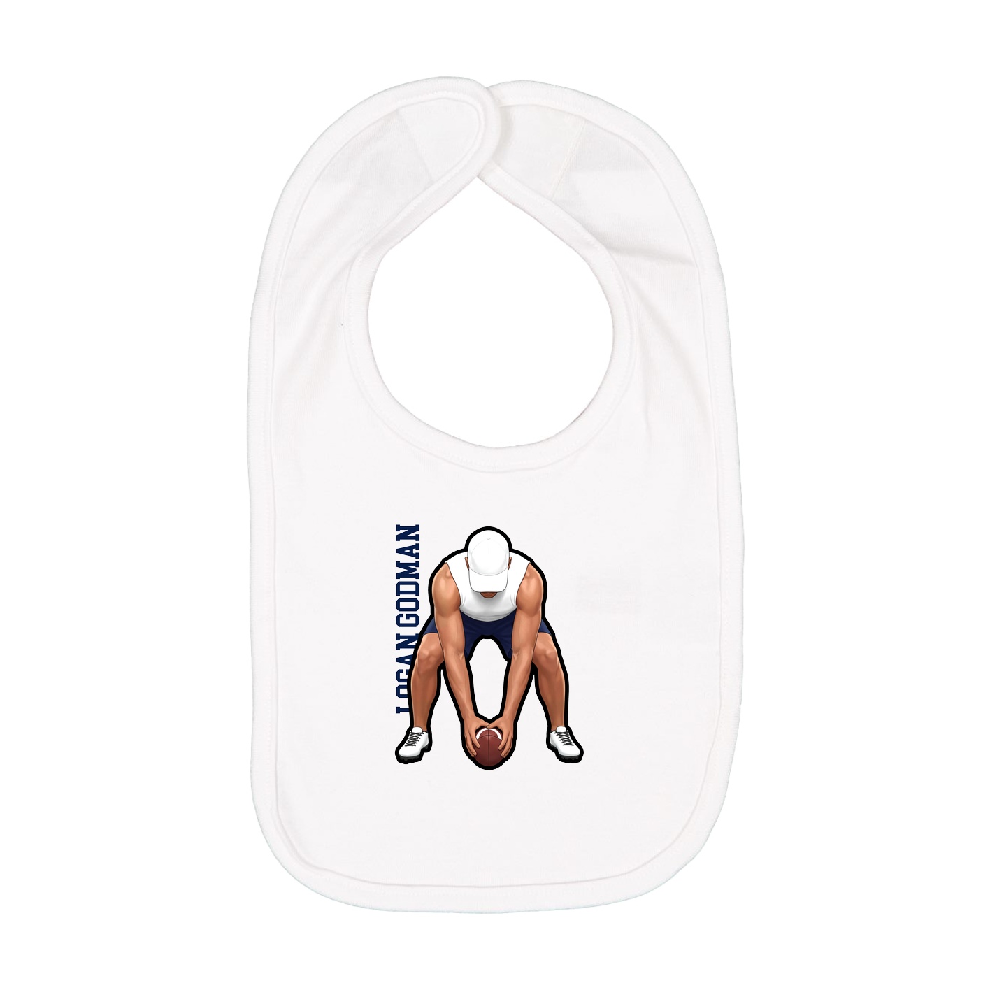 Infant Bib — Name Vertical in White