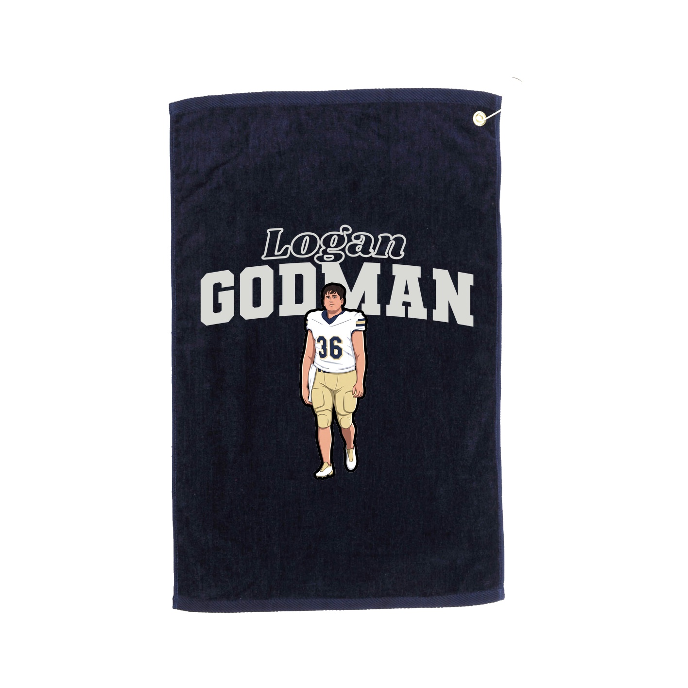 Golf Towel — Name Arch in Navy