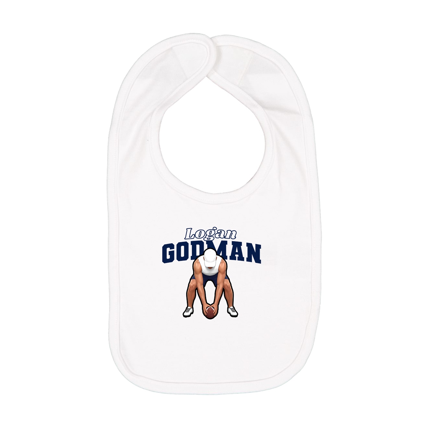 Infant Bib — Name Arch in White