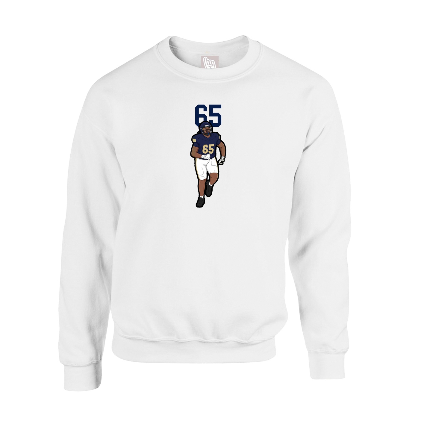 Fleece Crew — Number Top in White