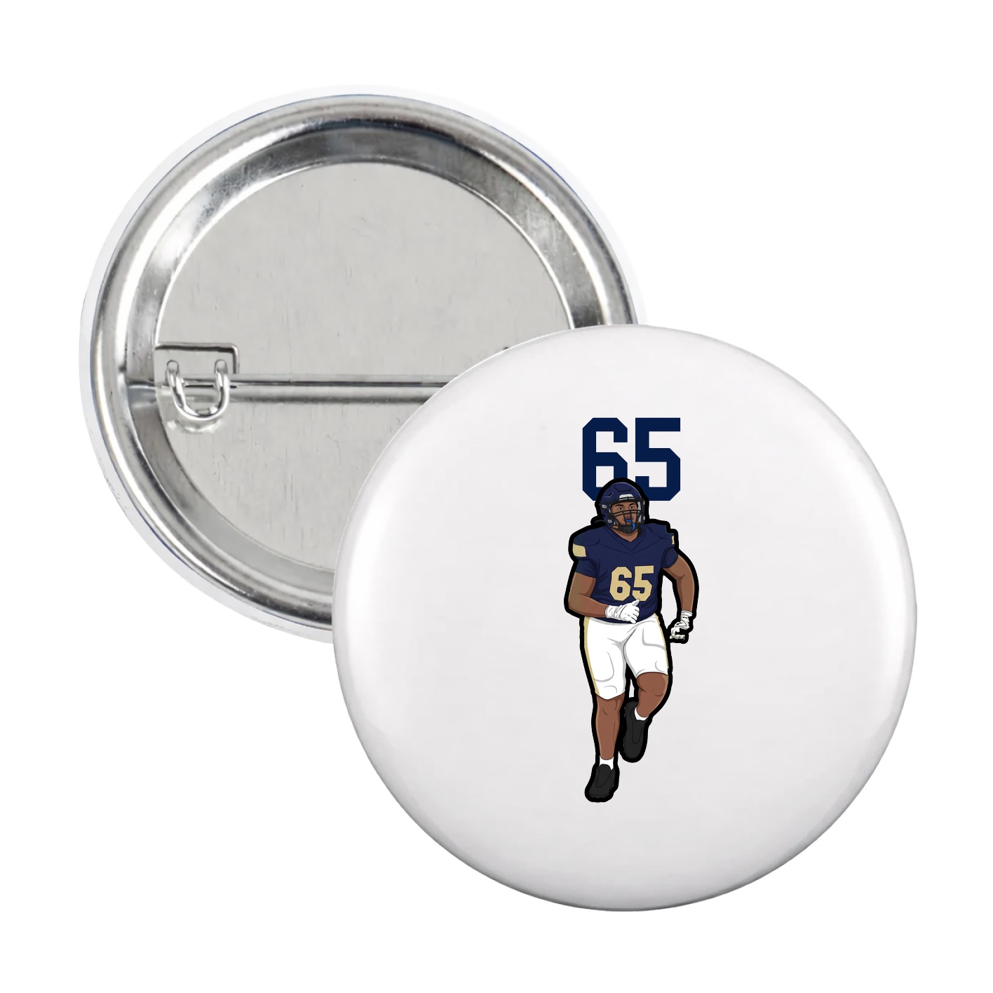 Game Day Button — Number Top in White