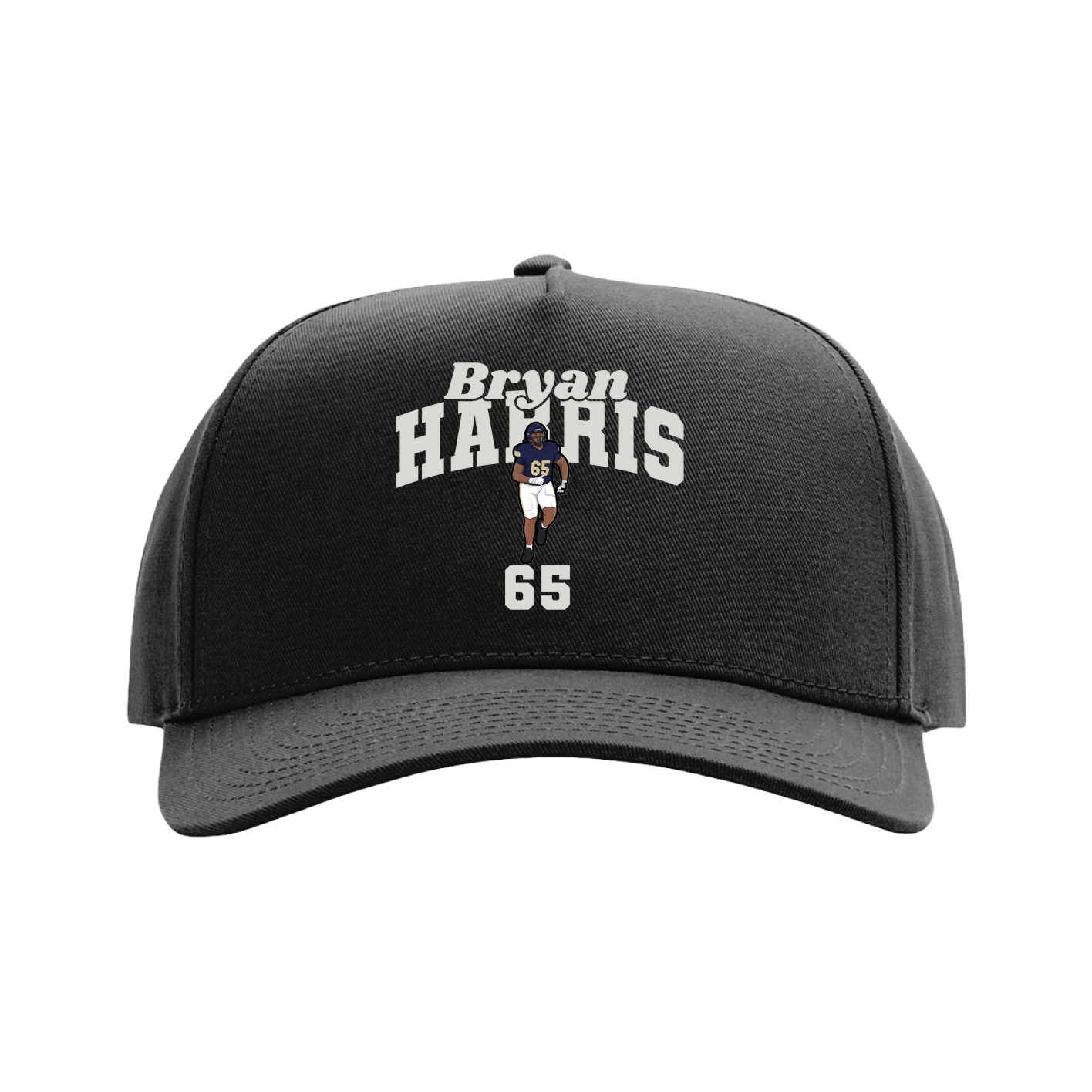 Full Fabric Five-Panel Champ Cap — Signature Arch in Black