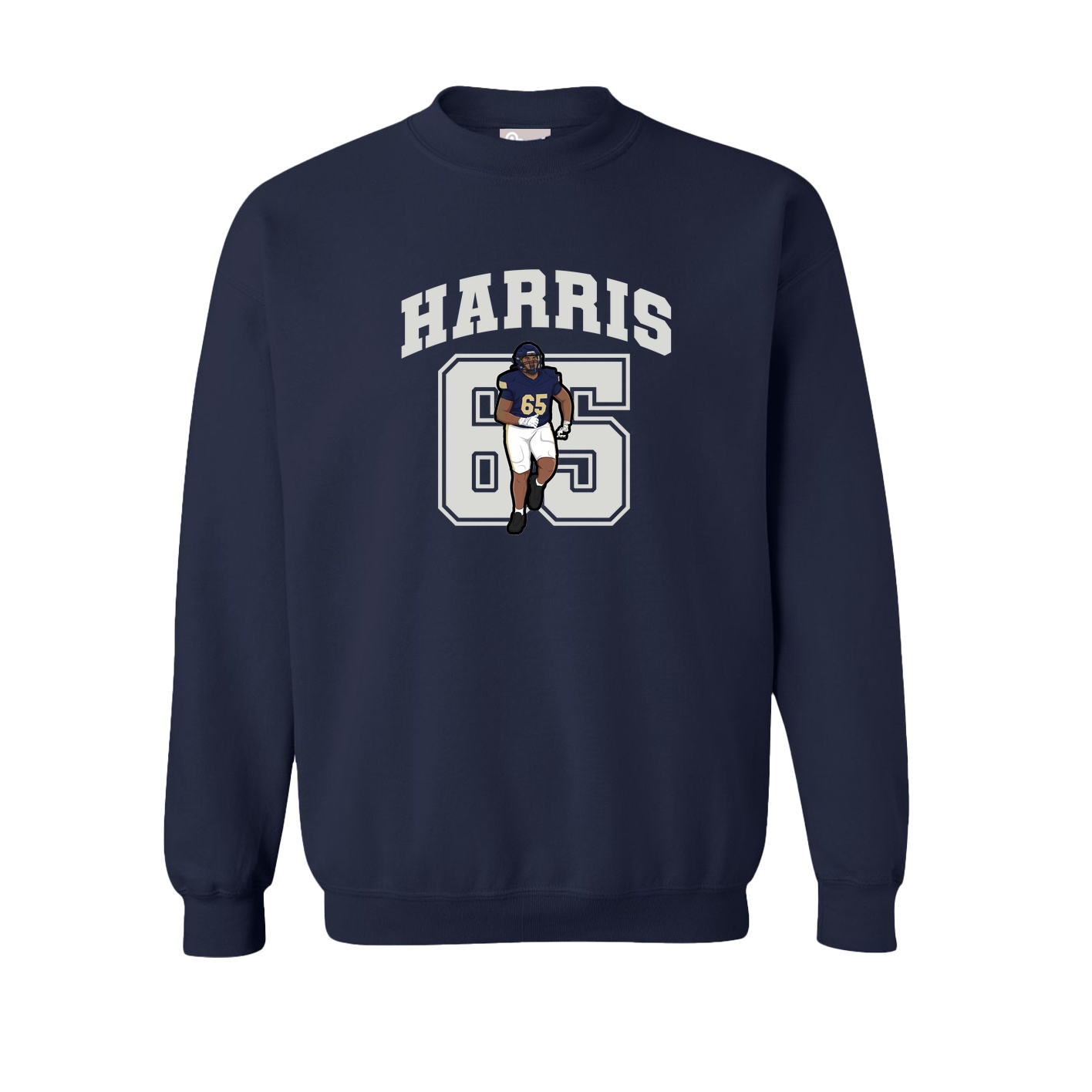 Fleece Crew — Number in Navy