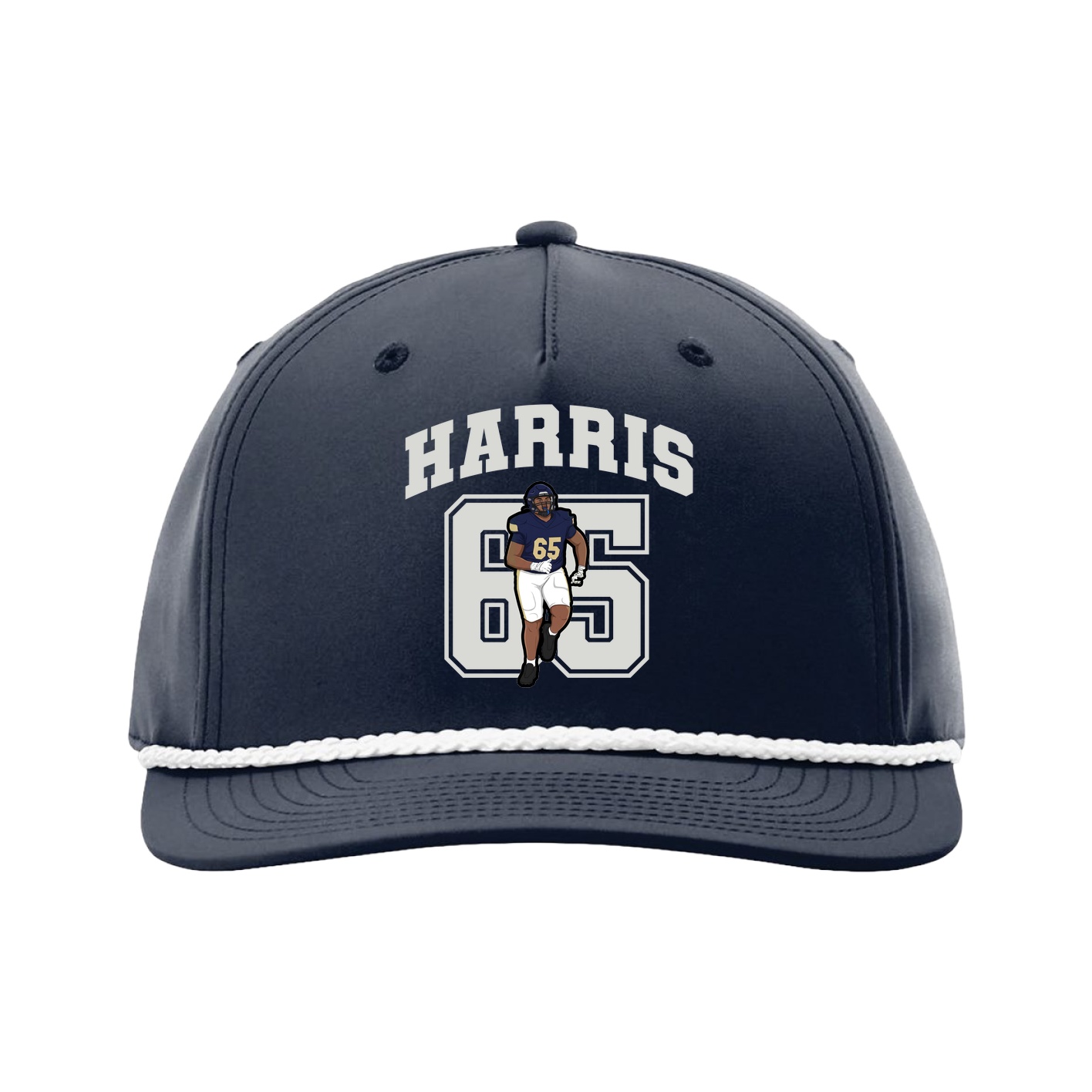 Five-Panel Classic Rope Cap — Number in Navy