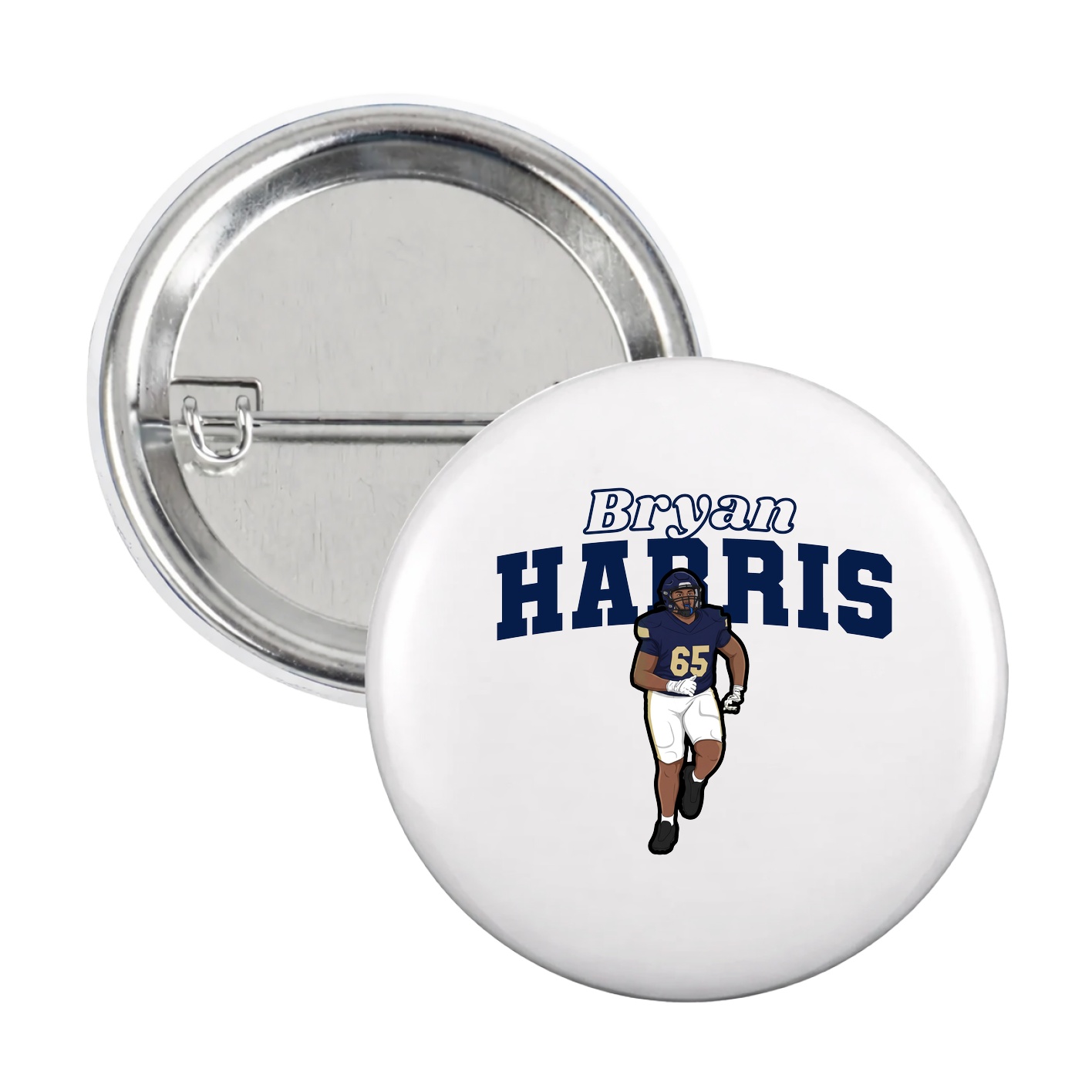 Game Day Button — Name Arch in White