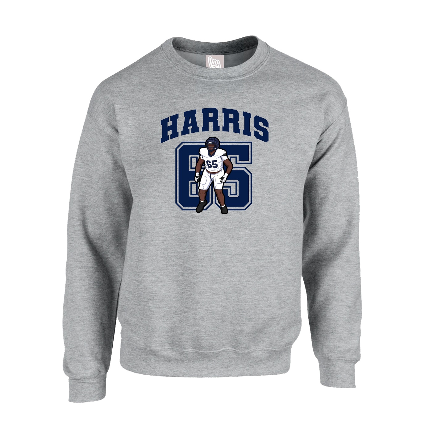 Fleece Crew — Number in Grey