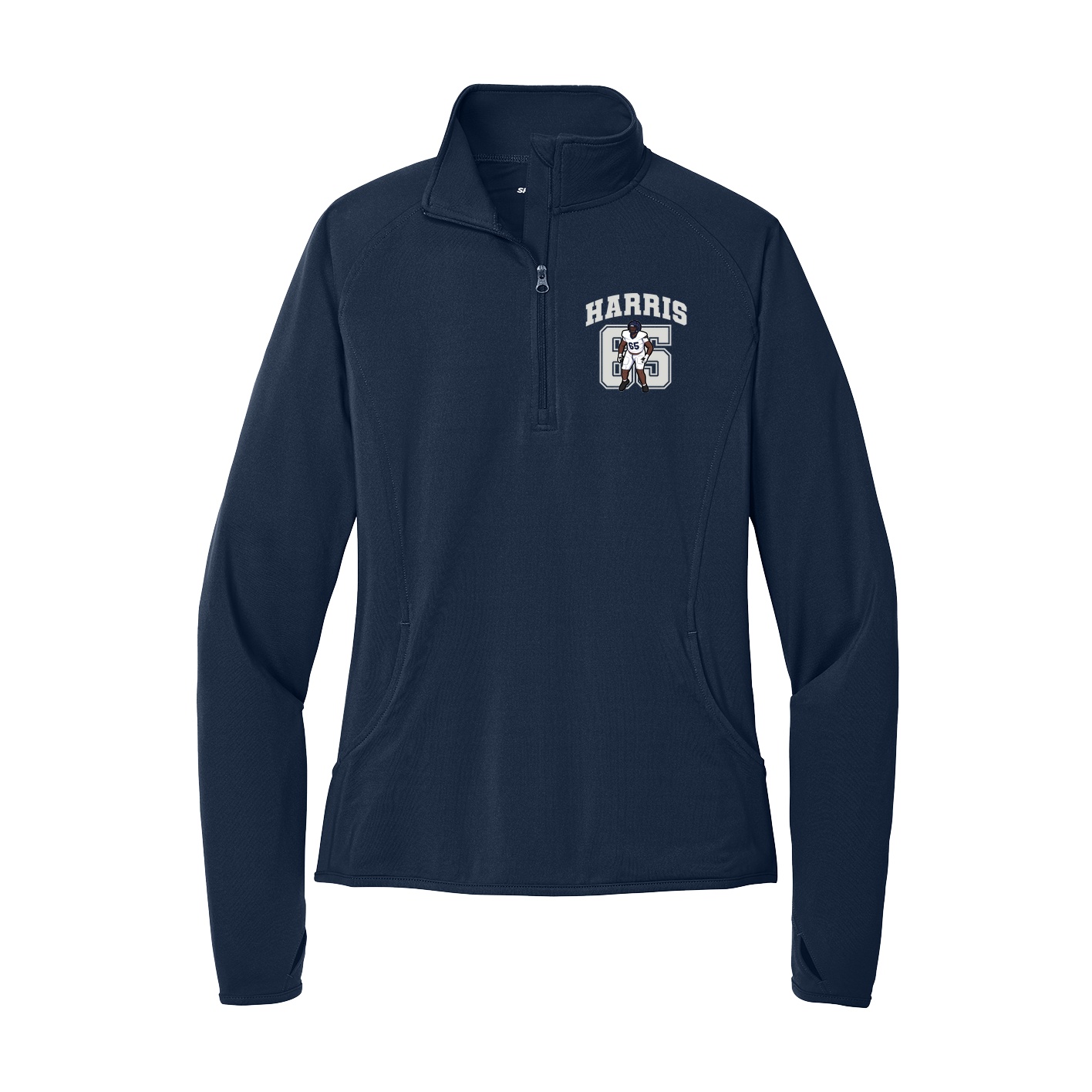 Women's Q-Zip Pullover — Number in Navy