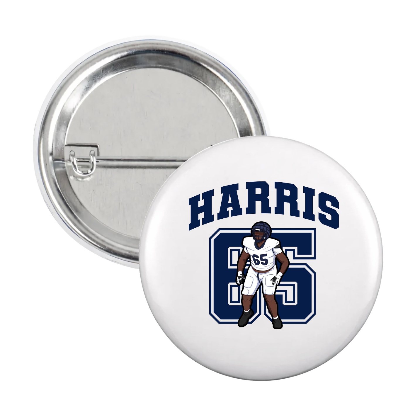 Game Day Button — Number in White