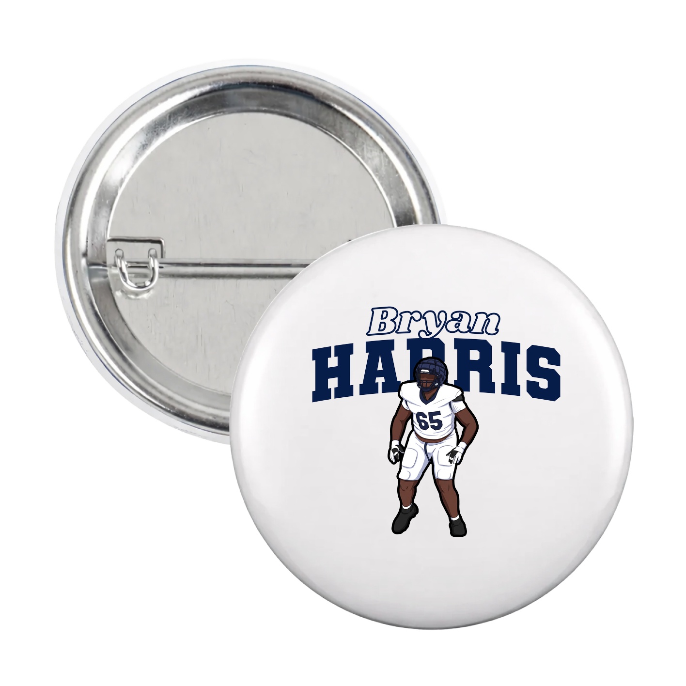 Game Day Button — Name Arch in White