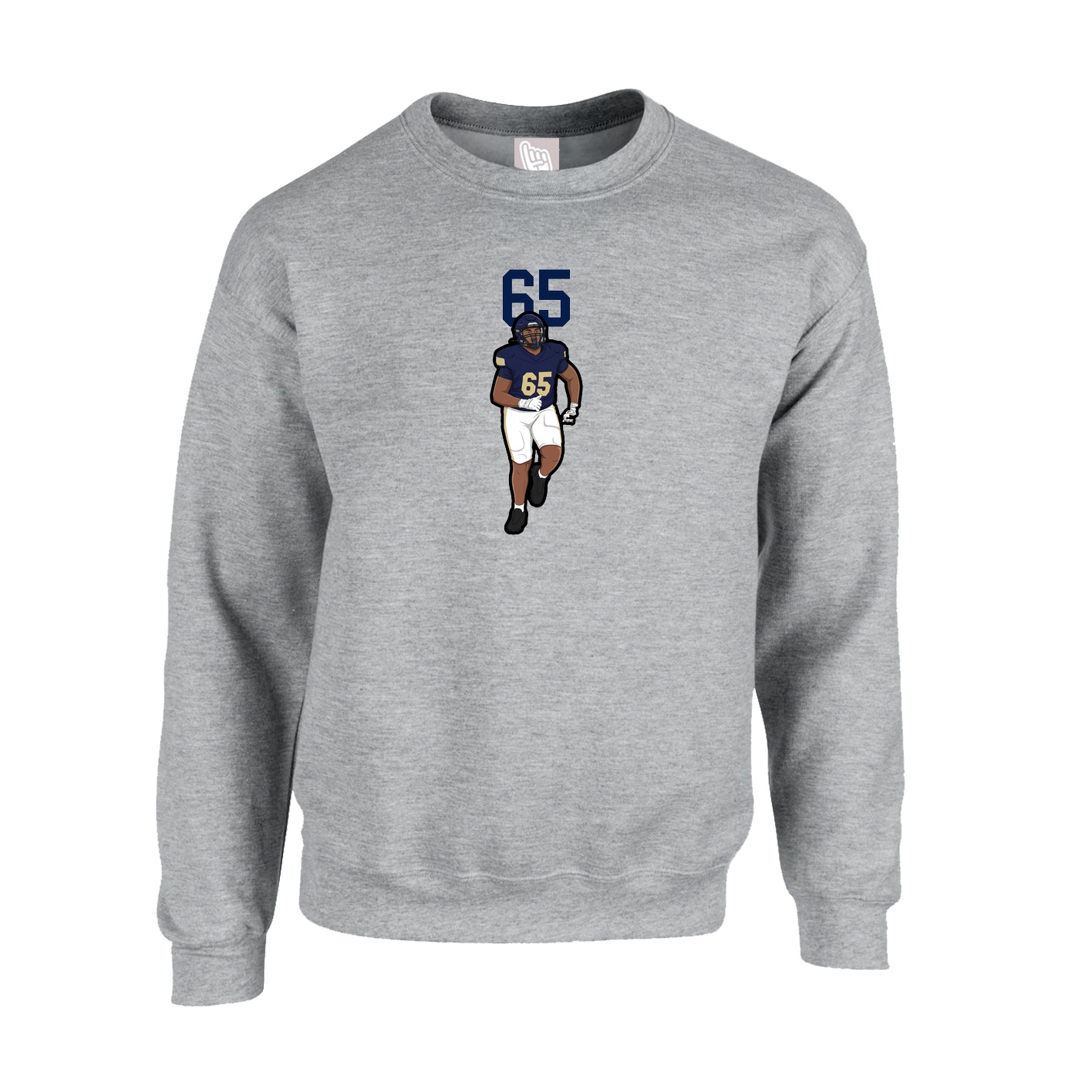 Fleece Crew — Number Top in Grey