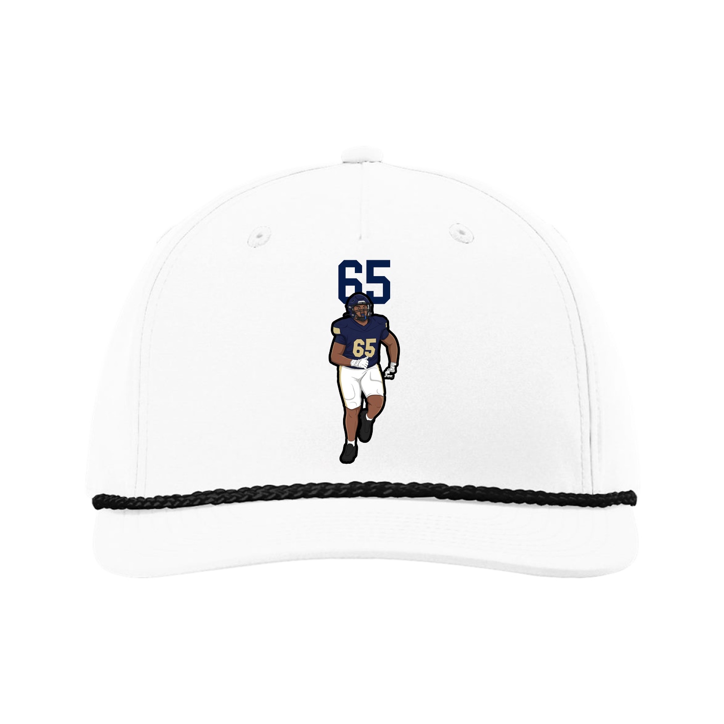 Five-Panel Classic Rope Cap — Number Top in White