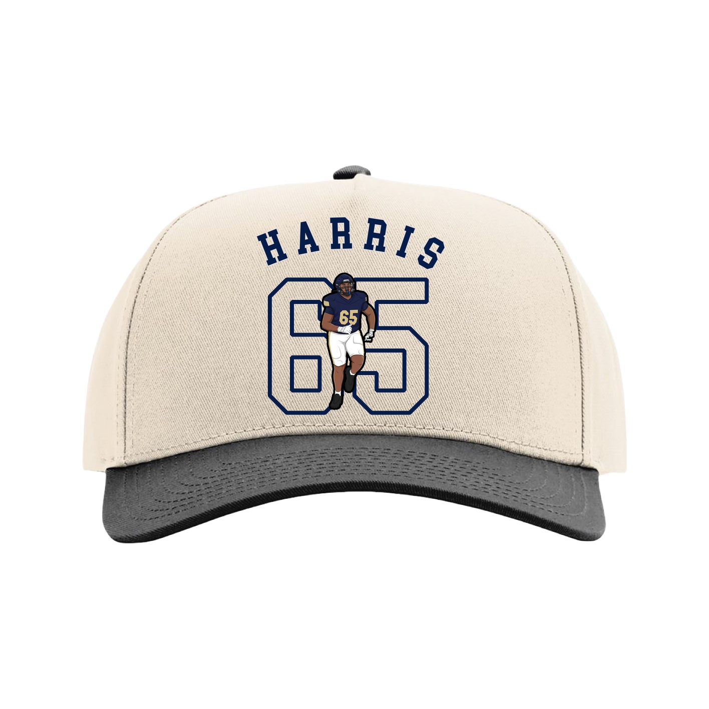 Full Fabric Five-Panel Champ Cap — Shirsey Arch in Cream/Black
