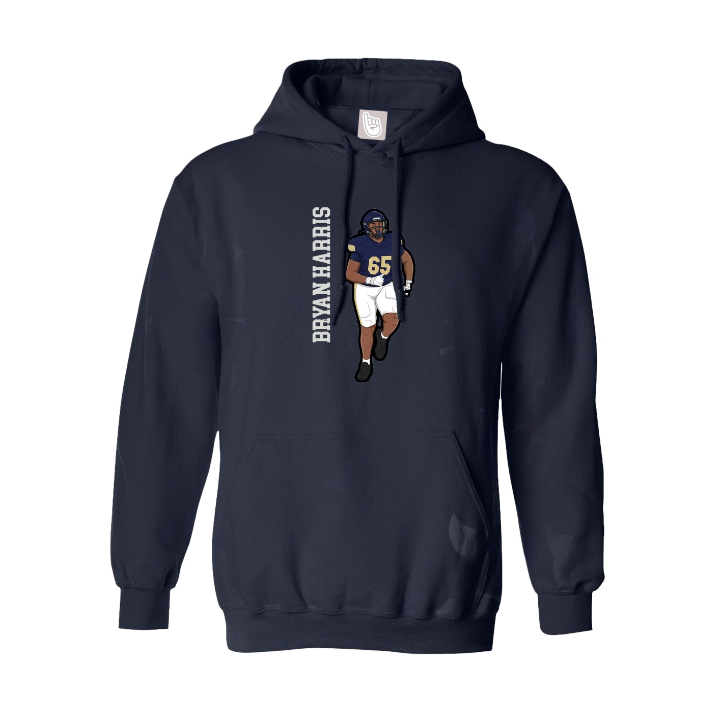 Hoodie — Name Vertical in Navy