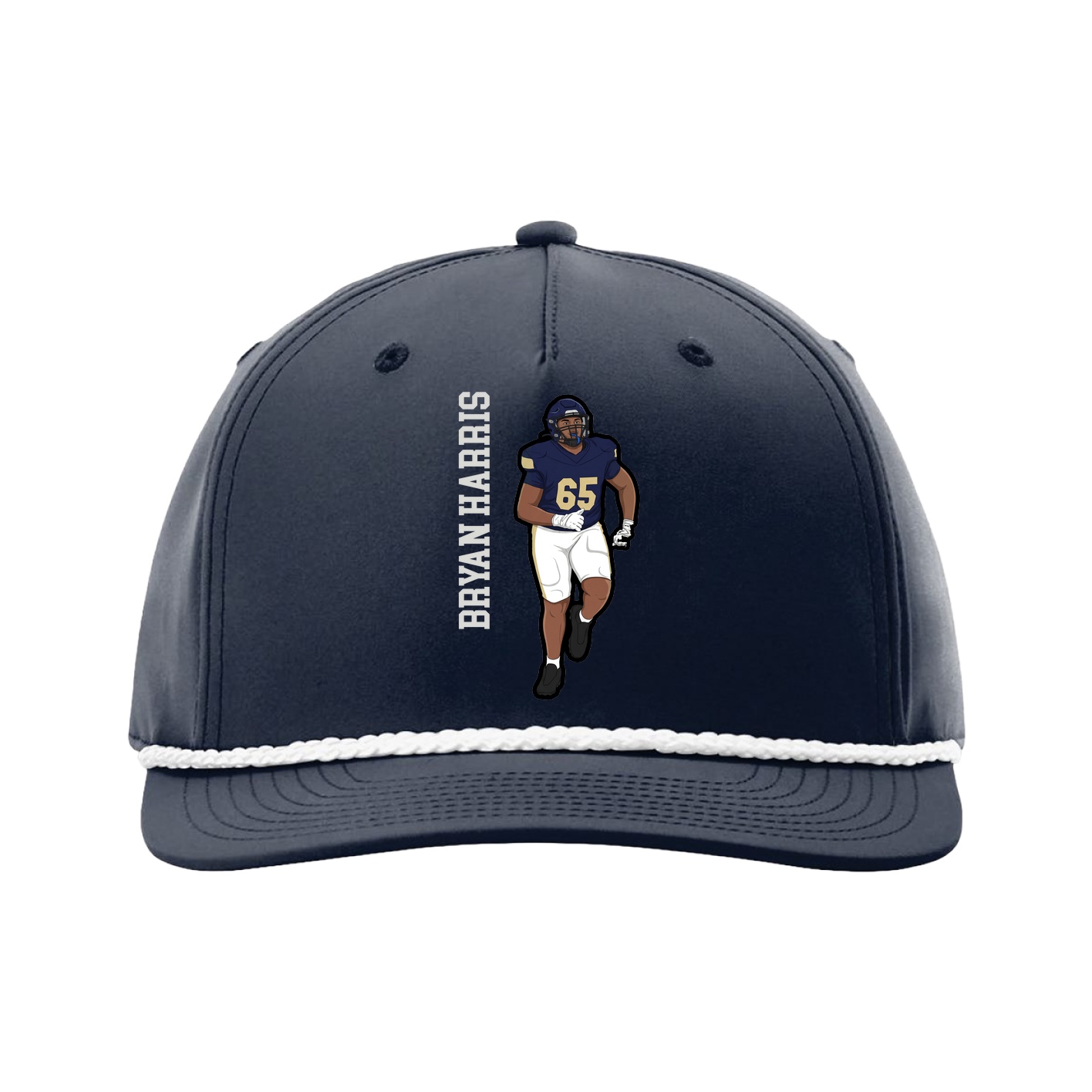 Five-Panel Classic Rope Cap — Name Vertical in Navy