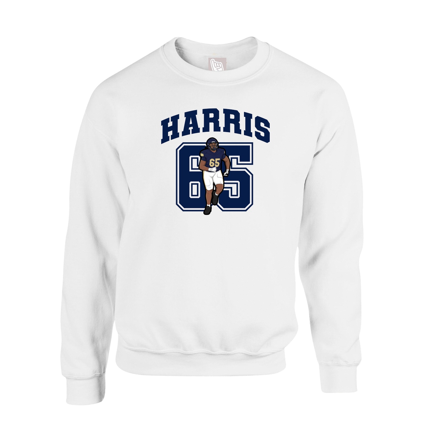 Fleece Crew — Number in White