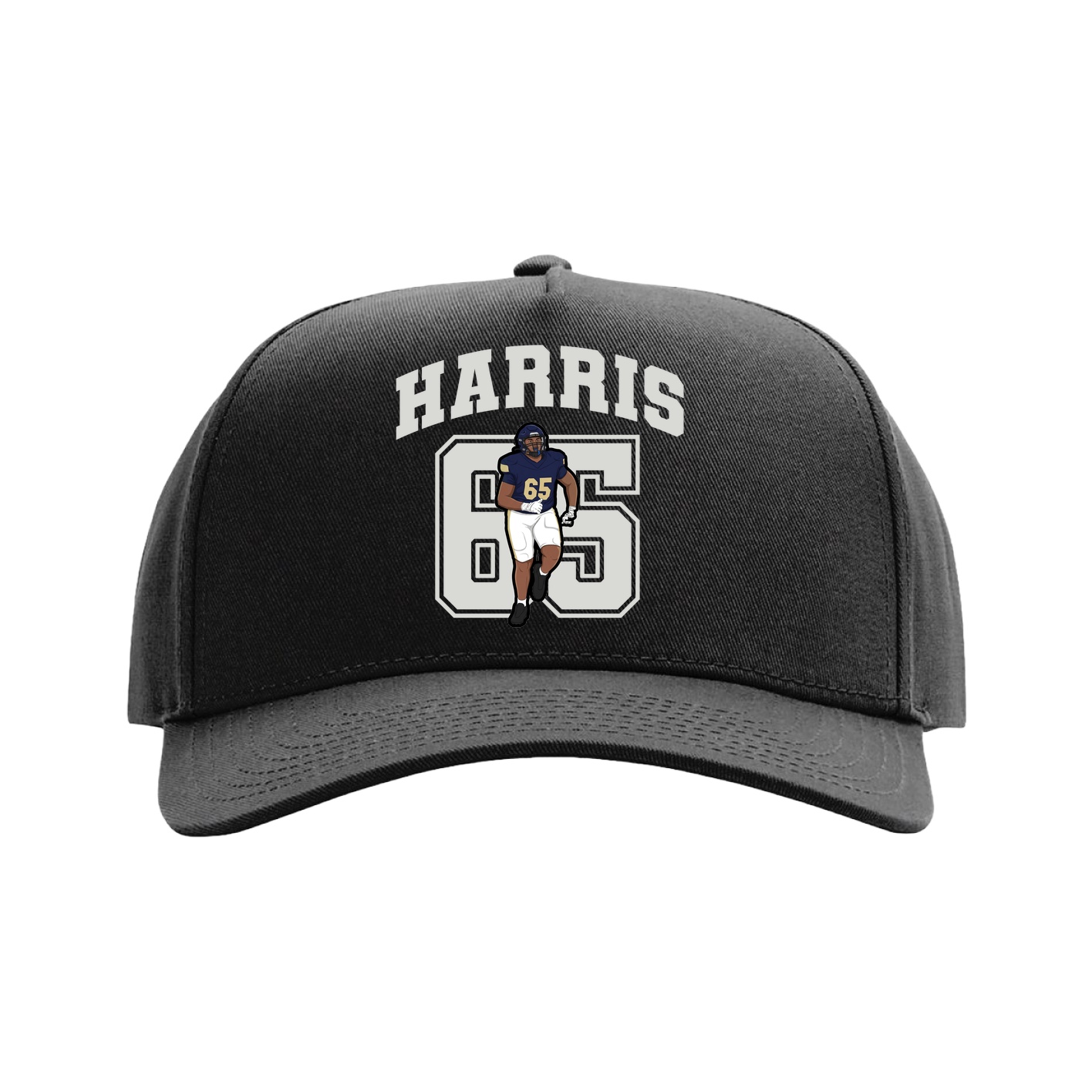 Full Fabric Five-Panel Champ Cap — Number in Black