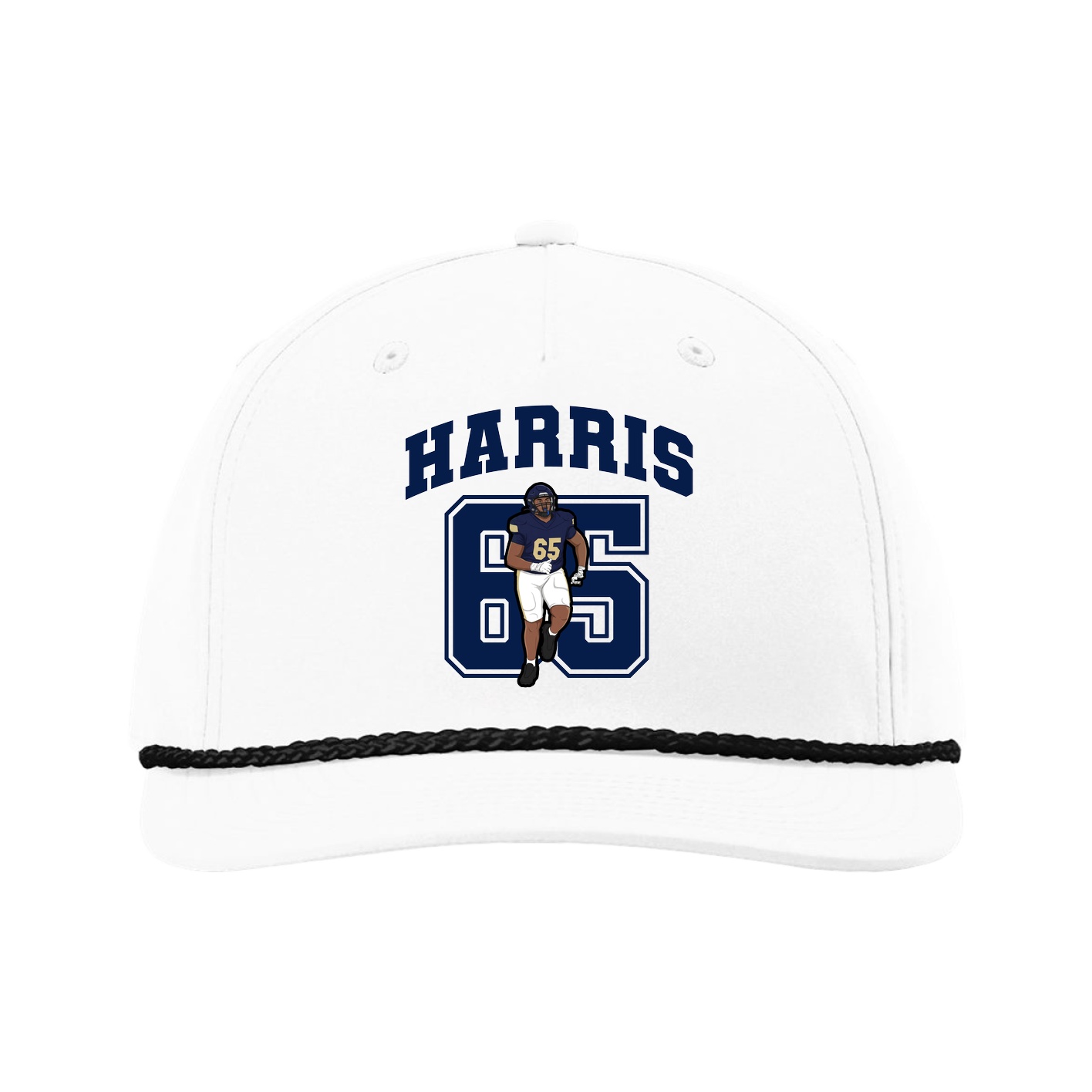 Five-Panel Classic Rope Cap — Number in White