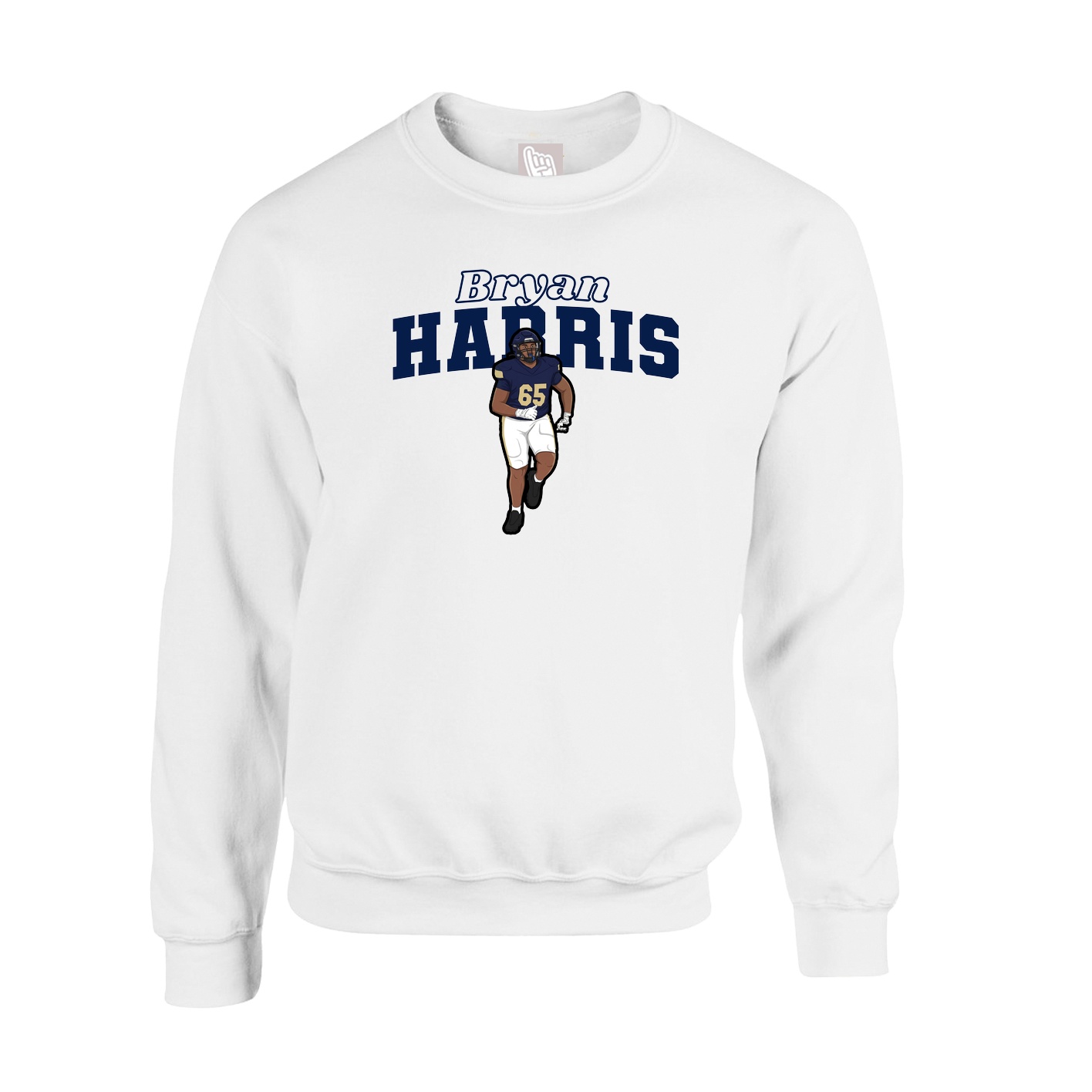 Fleece Crew — Name Arch in White