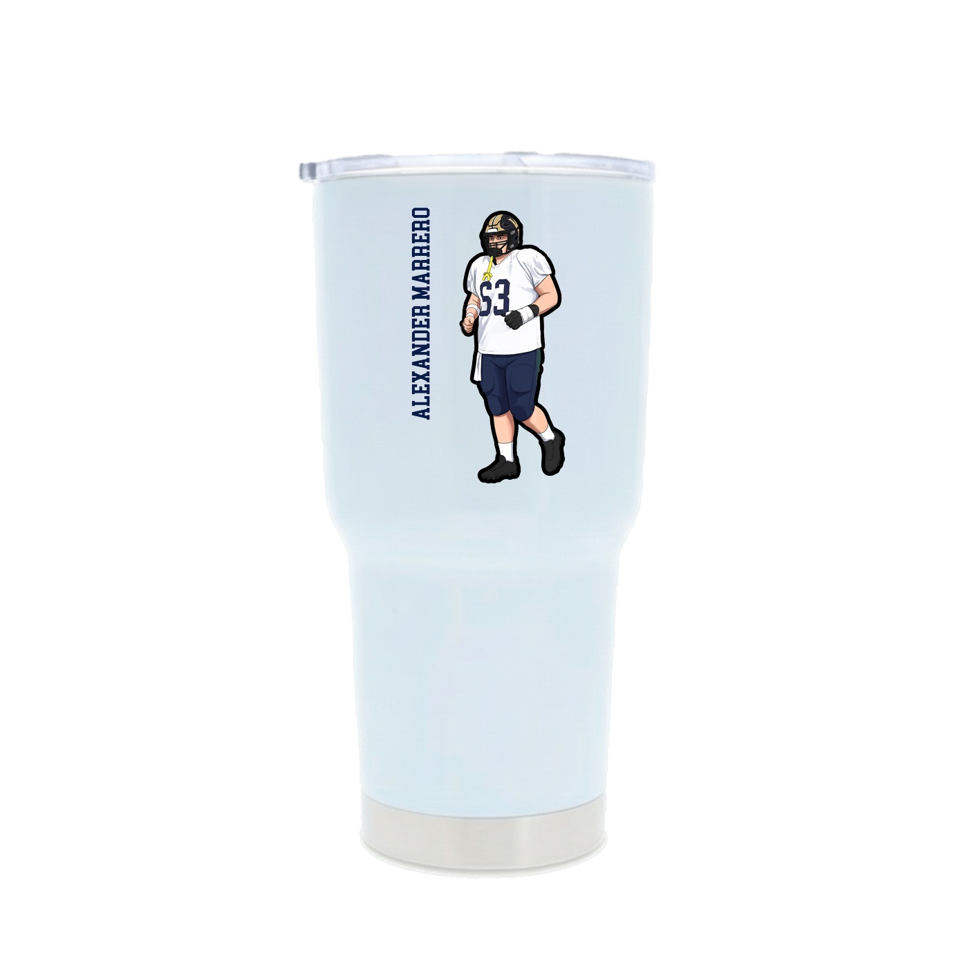 30oz Stainless Steel Tumbler — Name Vertical in White