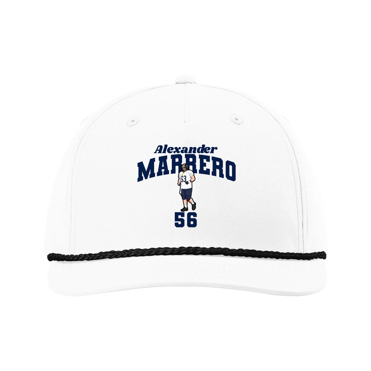 Five-Panel Classic Rope Cap — Signature Arch in White