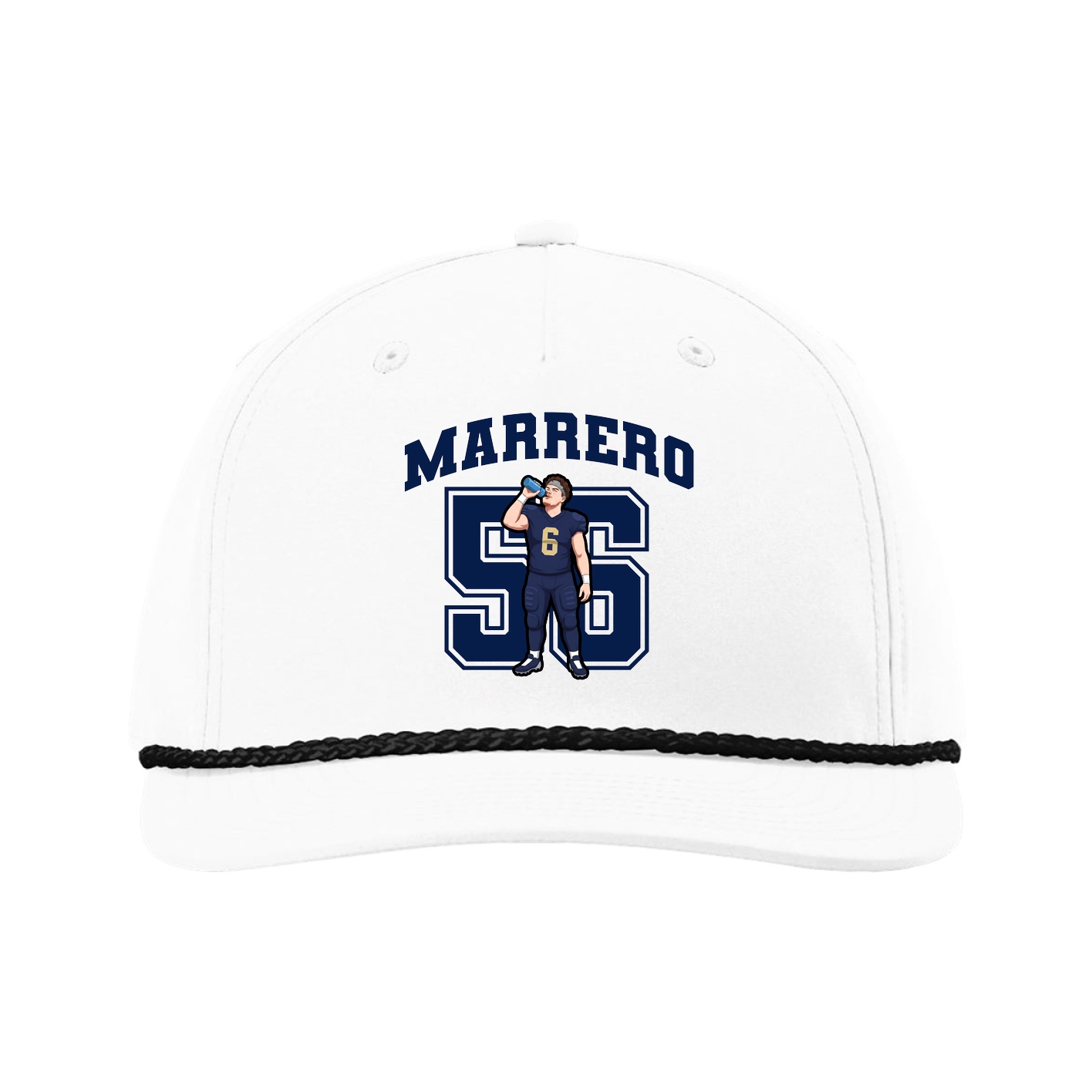 Five-Panel Classic Rope Cap — Number in White