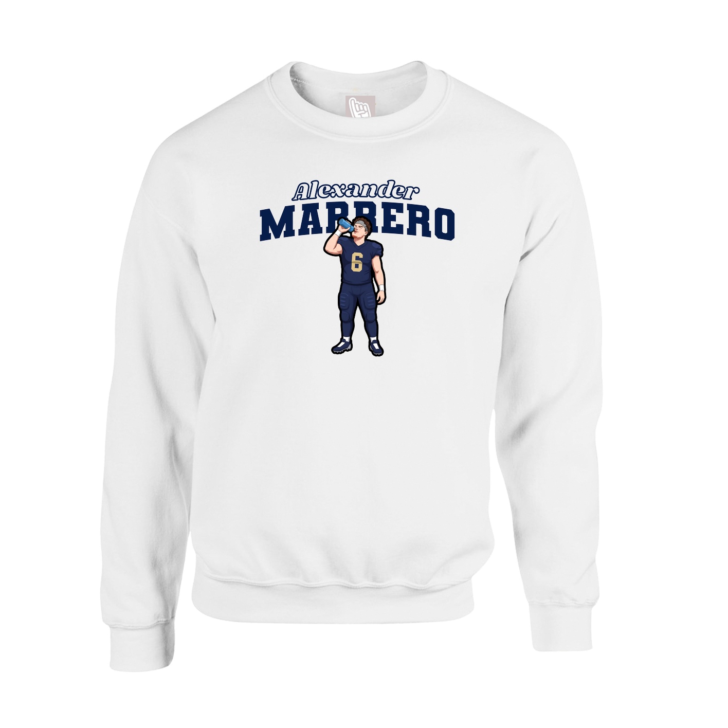 Fleece Crew — Name Arch in White