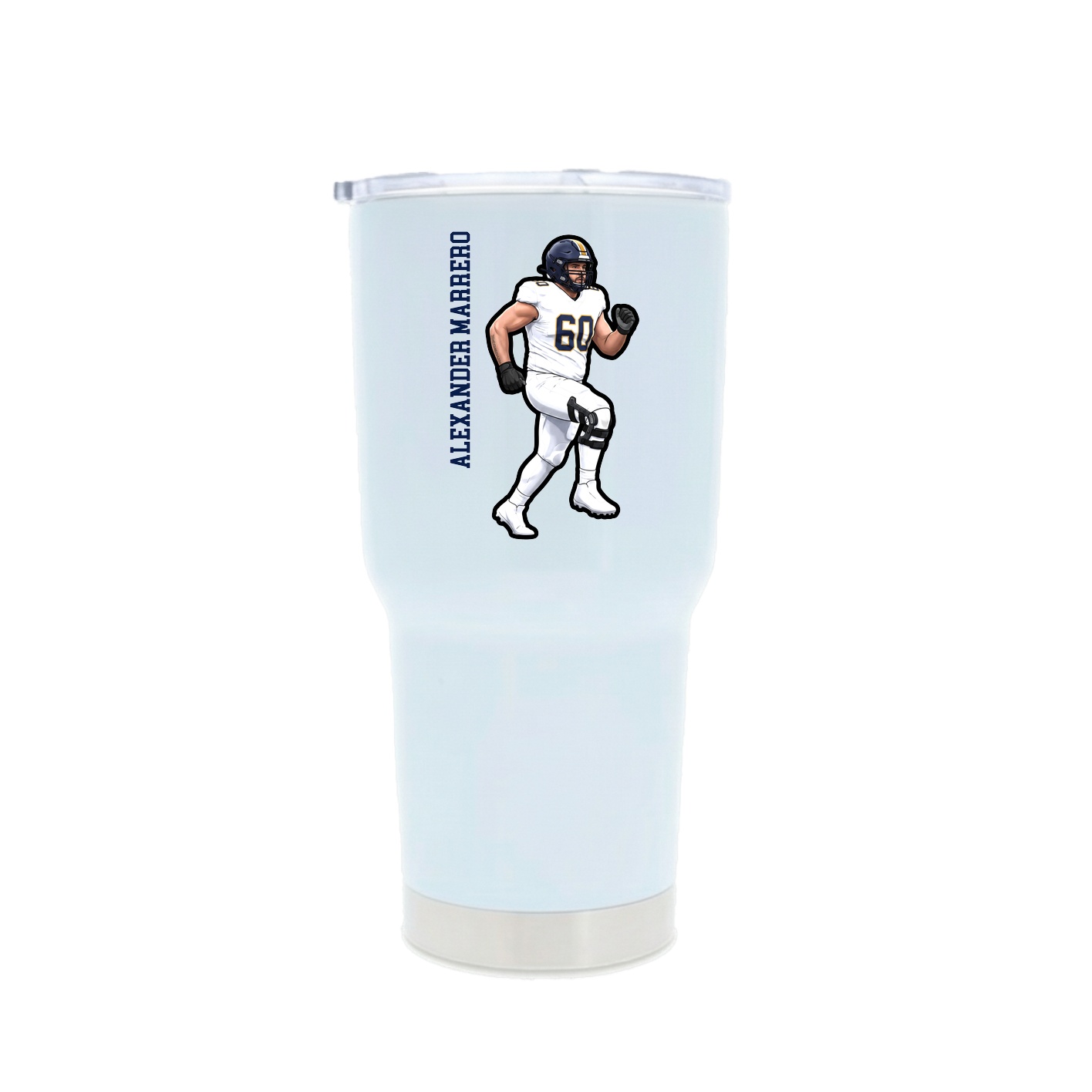 30oz Stainless Steel Tumbler — Name Vertical in White