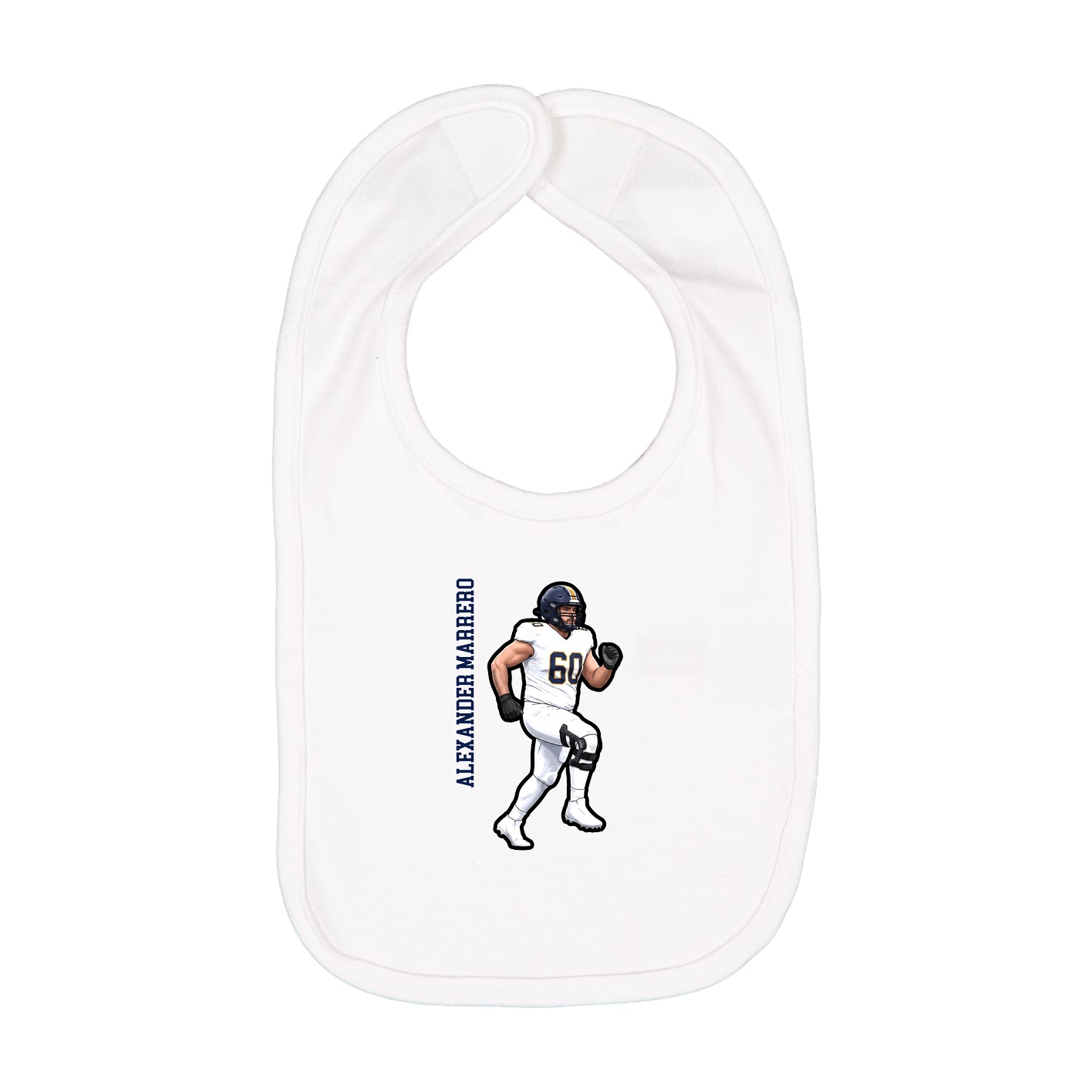 Infant Bib — Name Vertical in White