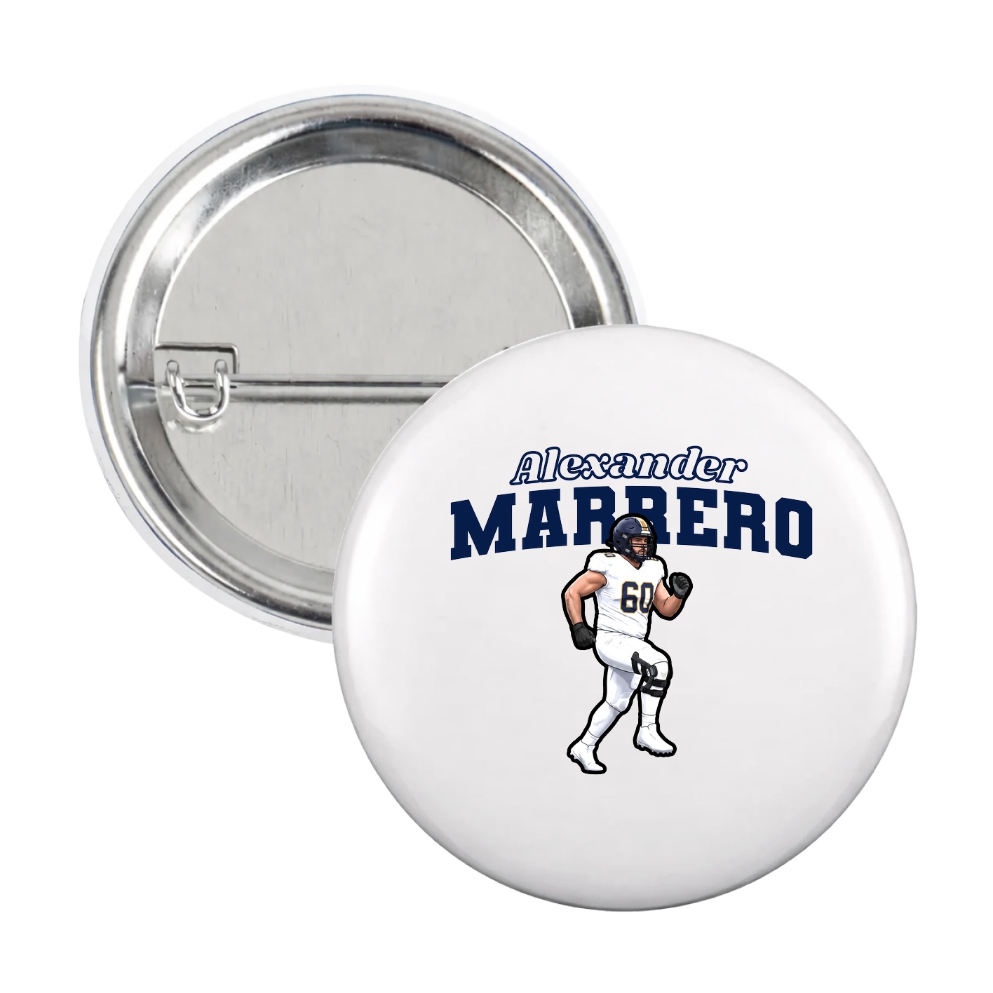 Game Day Button — Name Arch in White