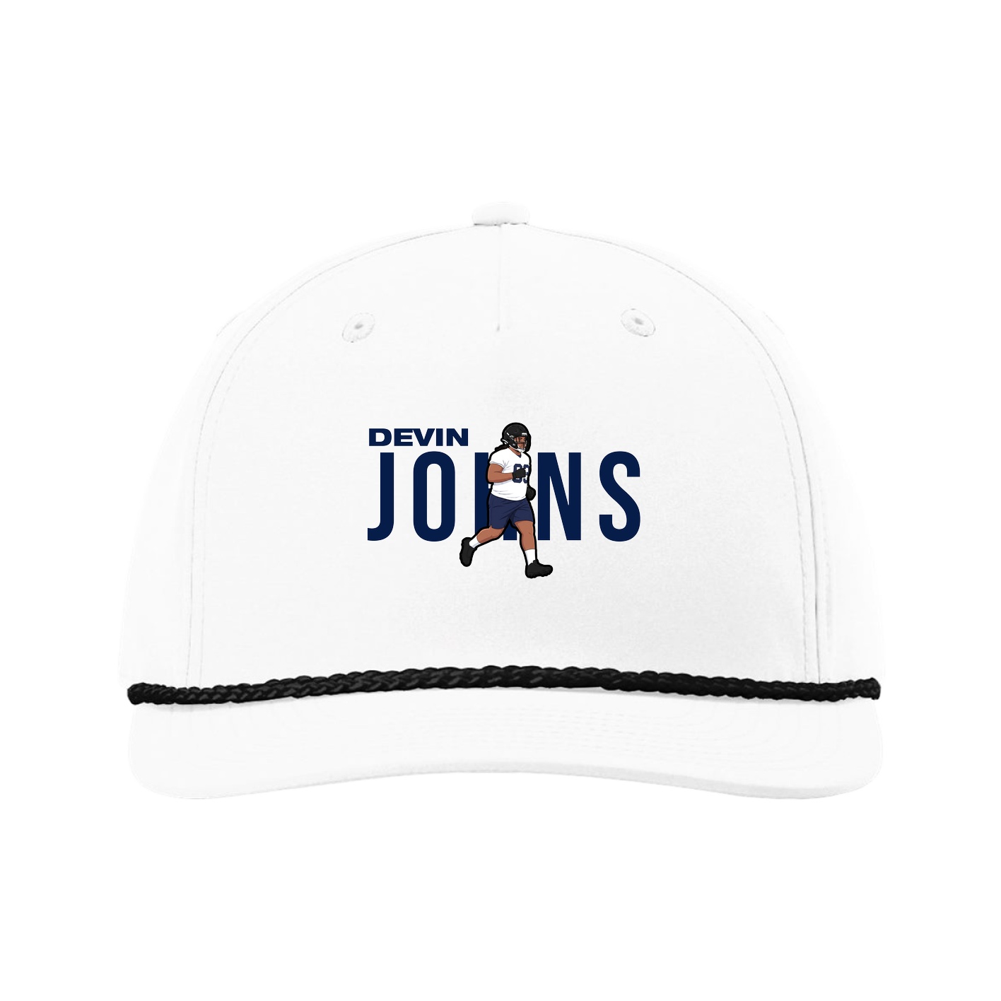 Five-Panel Classic Rope Cap — Player Name in White