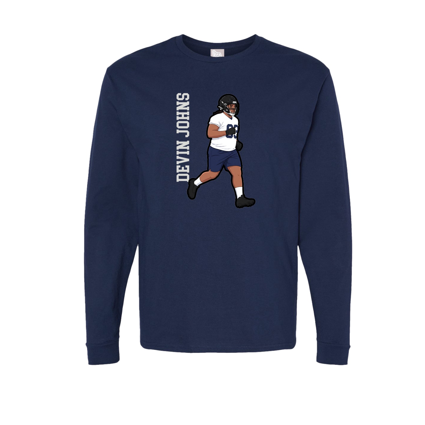 Long Sleeve Tee — Name Vertical in Navy