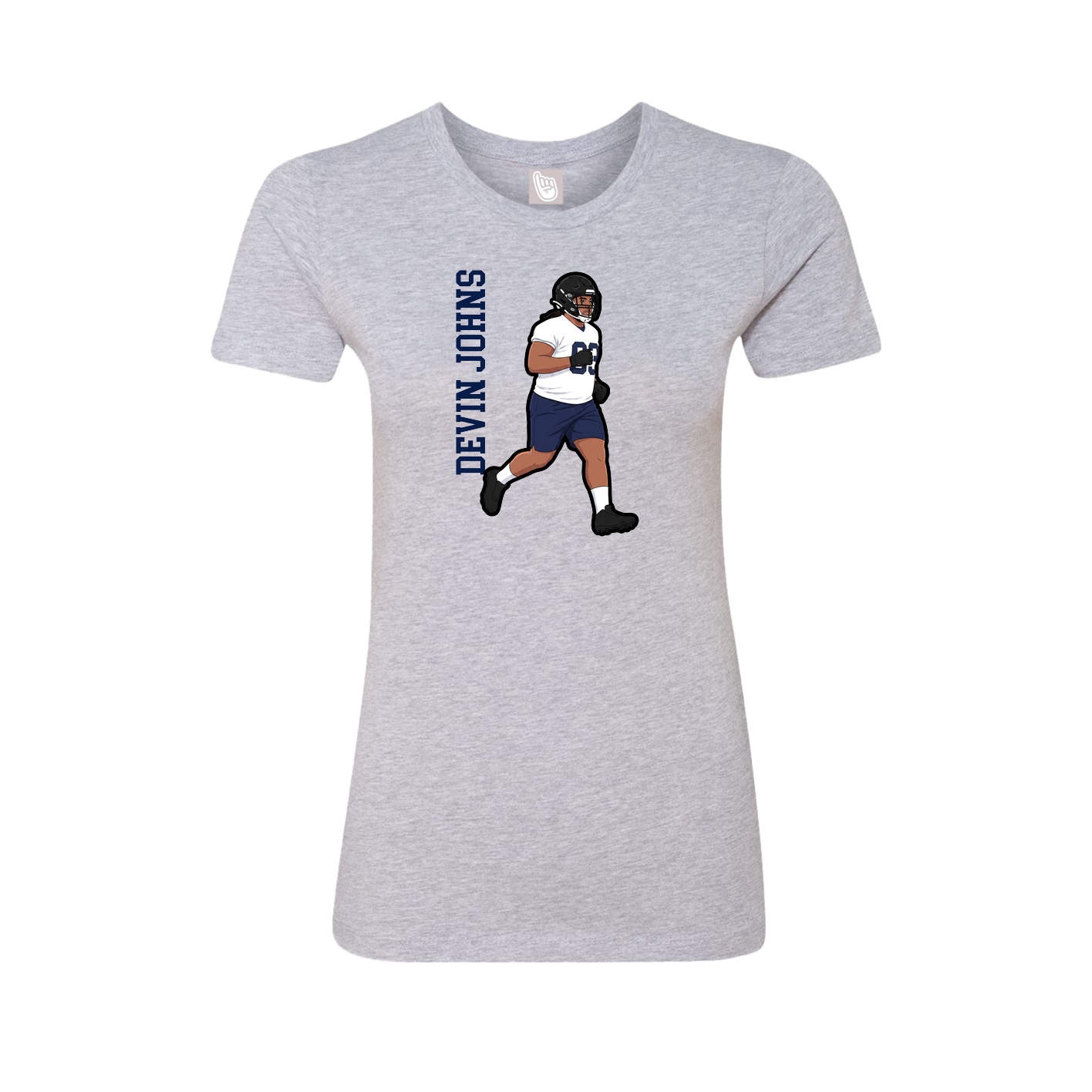 Fitted Women's Tee — Name Vertical in Grey