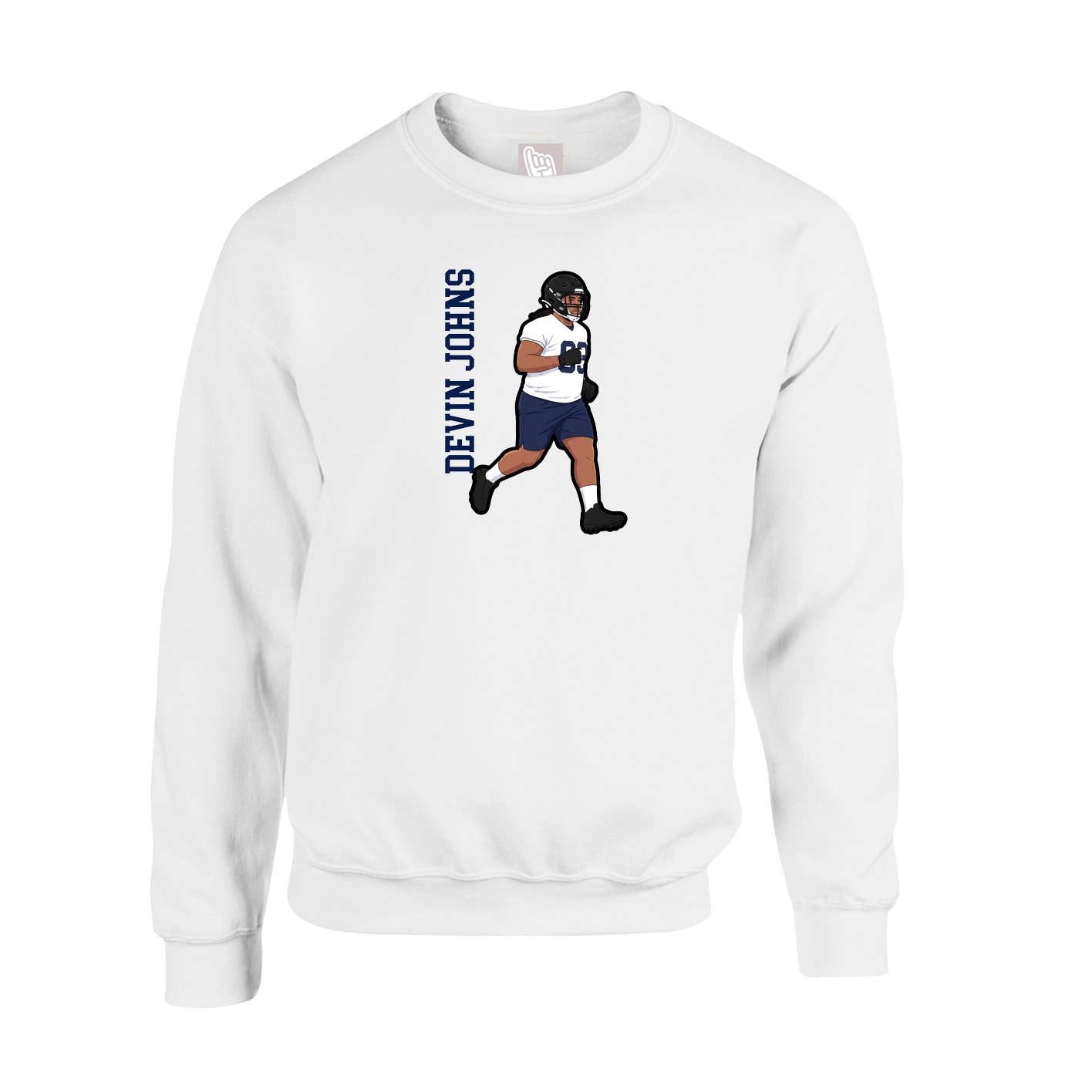 Fleece Crew — Name Vertical in White