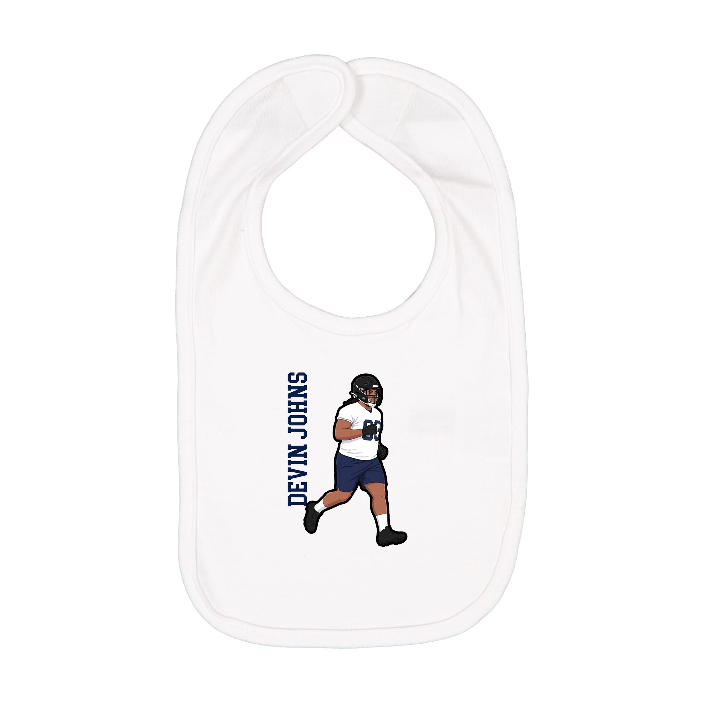 Infant Bib — Name Vertical in White