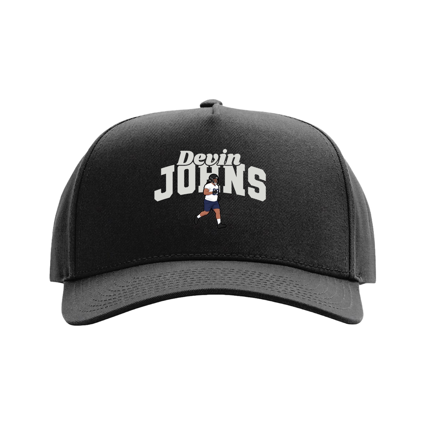 Full Fabric Five-Panel Champ Cap — Signature Arch in Black