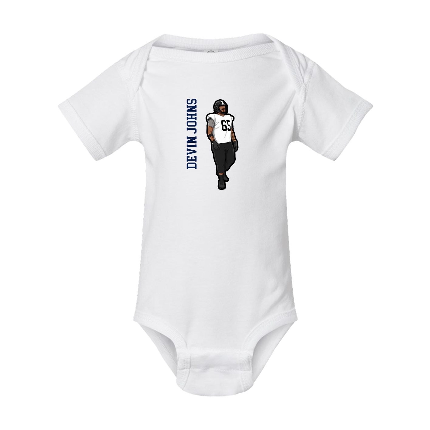 Baby Onesie — Name Vertical in White