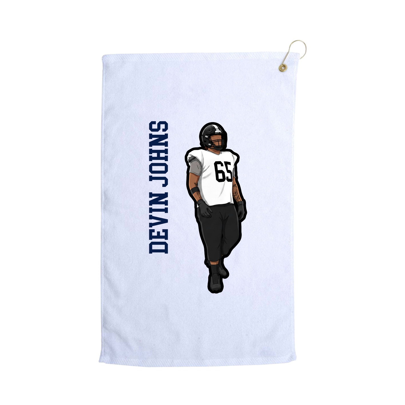 Golf Towel — Name Vertical in White