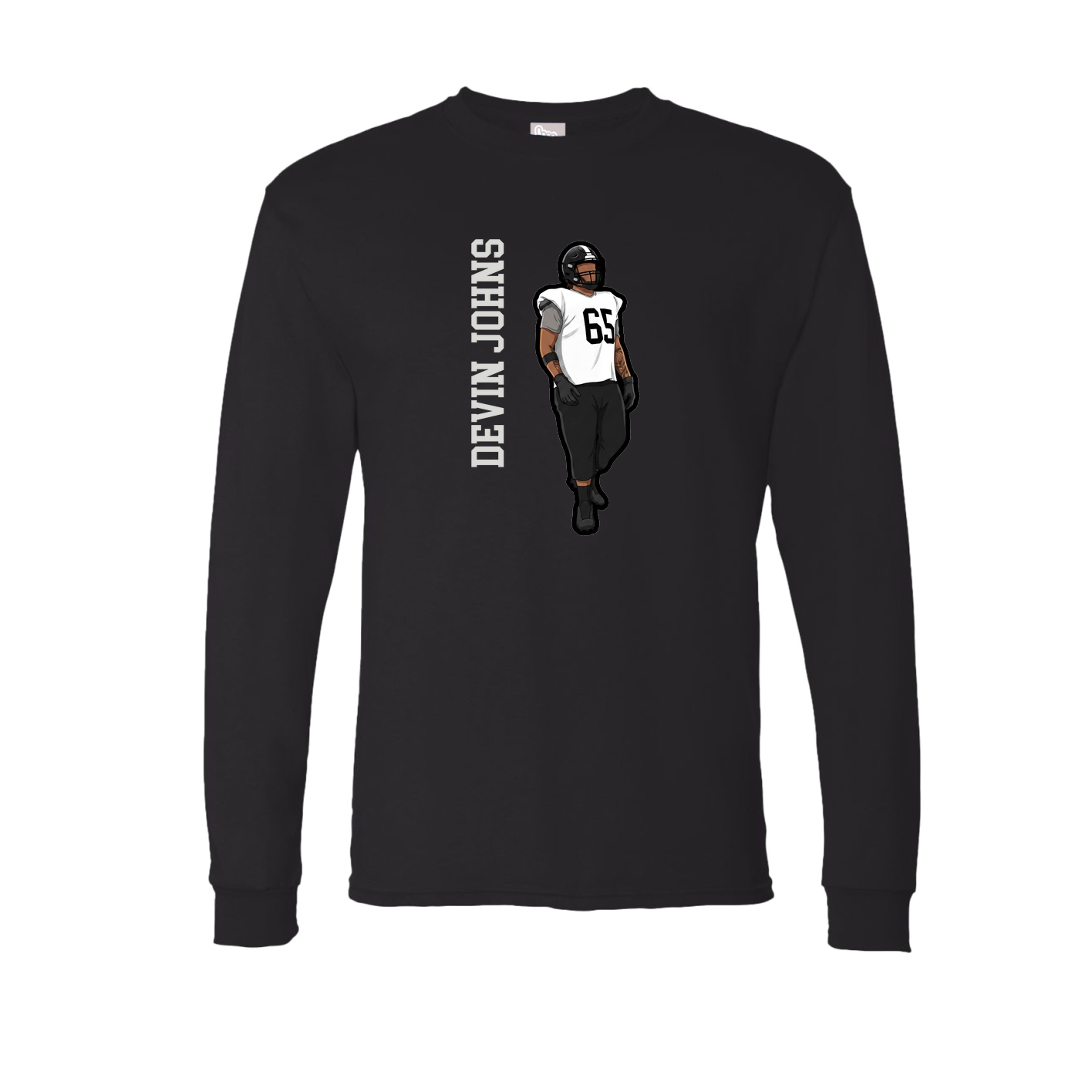 Long Sleeve Tee — Name Vertical in Black