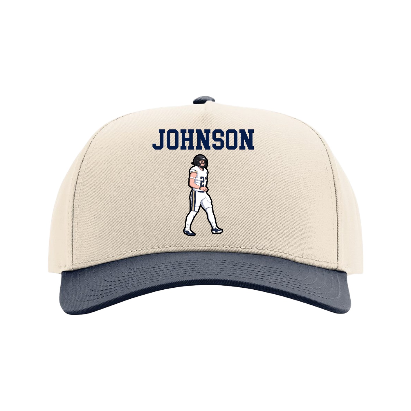 Full Fabric Five-Panel Champ Cap — Shirsey in Cream/Navy