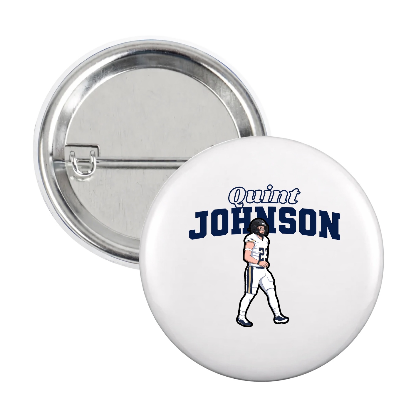 Game Day Button — Name Arch in White