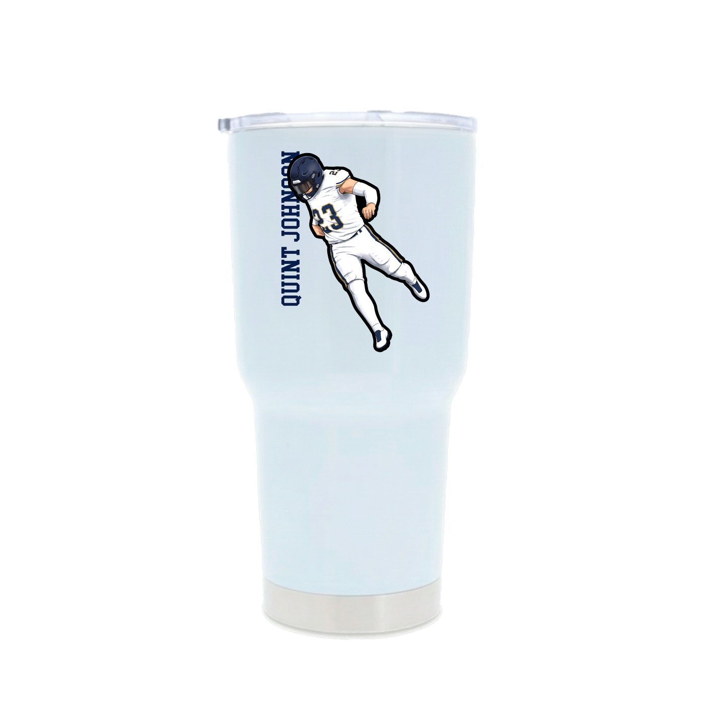 30oz Stainless Steel Tumbler — Name Vertical in White