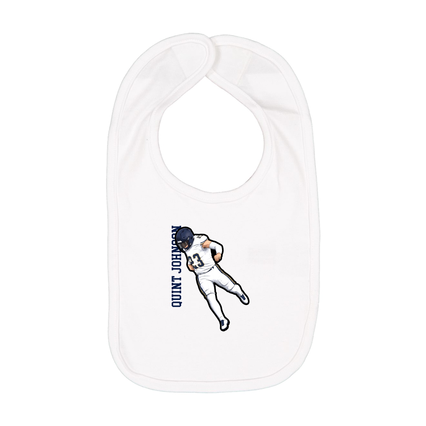 Infant Bib — Name Vertical in White