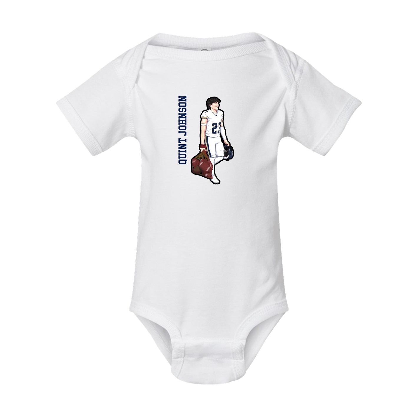 Baby Onesie — Name Vertical in White