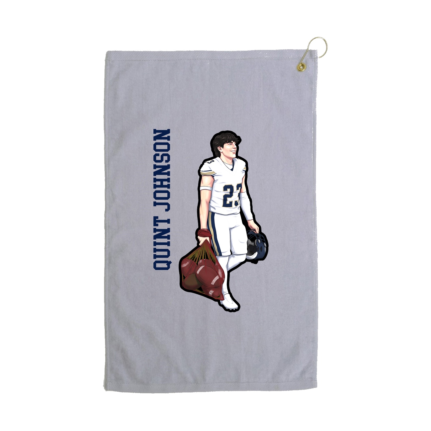Golf Towel — Name Vertical in Grey