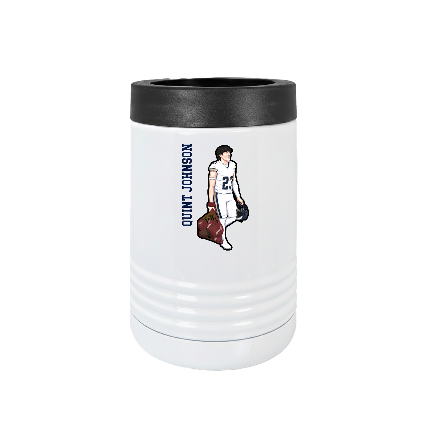 Beverage Holder — Name Vertical in White