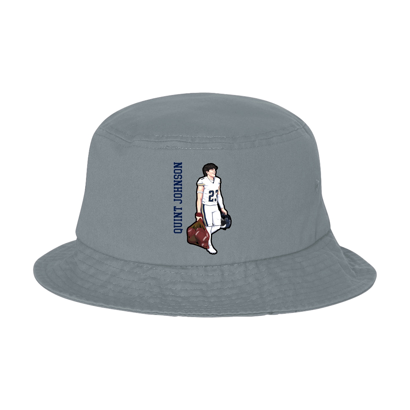 Bucket Cap — Name Vertical in Grey