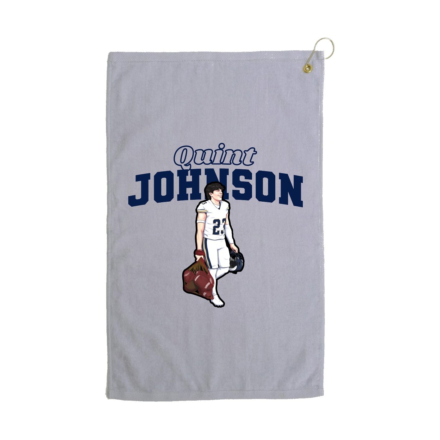 Golf Towel — Name Arch in Grey